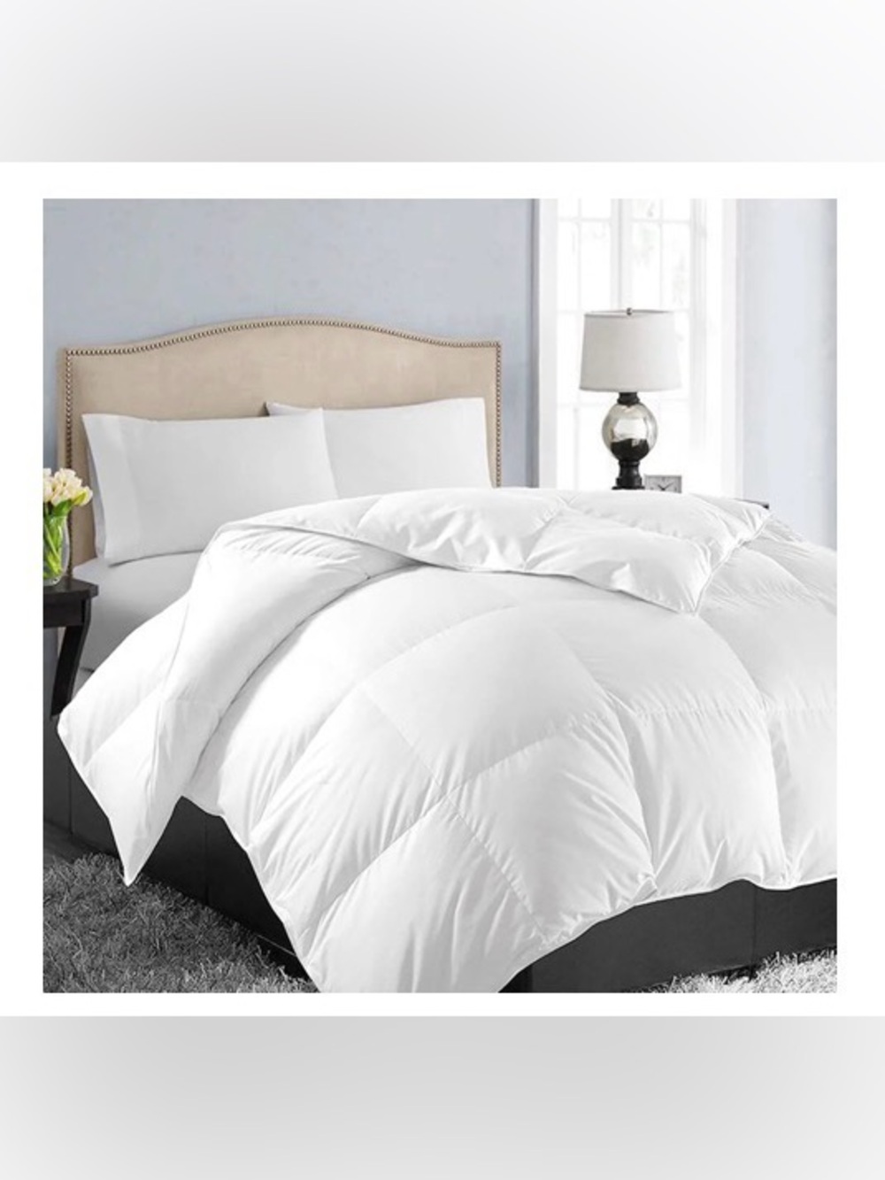 EASELAND King Size Down Alternative Comforter, White, 90x102 Inches